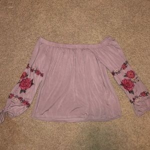 American Eagle purple off the shoulder top